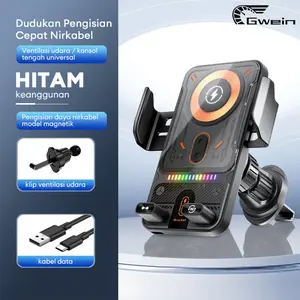 Gwein-COD Car EVOGRIP X2 Car Phone Holder Automatic Rotation Airvent AC Mobil Wireless Charging 15W dengan Tombol Otomatis Putar 90° dan Buka Tutup Jepit Hitam