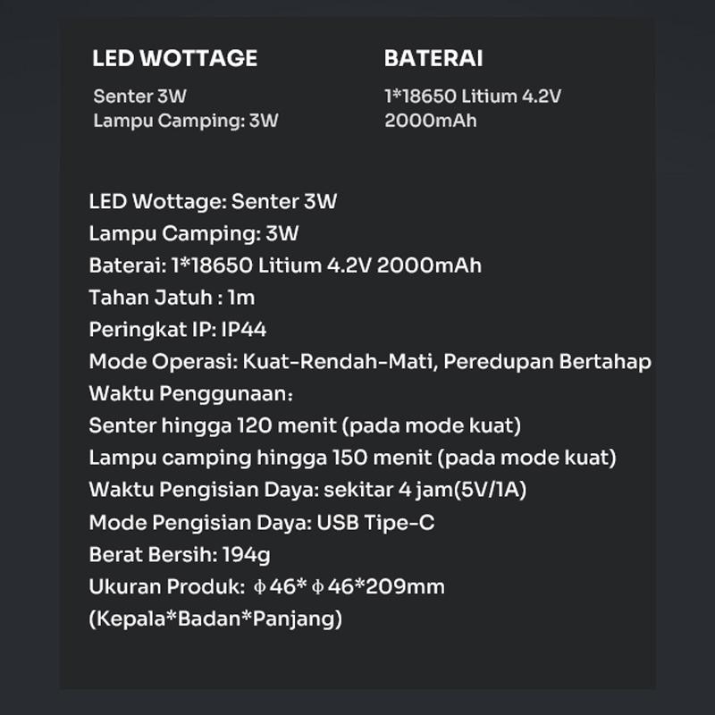 PHILIPS Senter LED Isi Ulang Rechargable LED 3W dengan Lampu Samping Baterai Tahan Lama SFL1188/56 Original – Garansi Resmi 1 Tahun 7