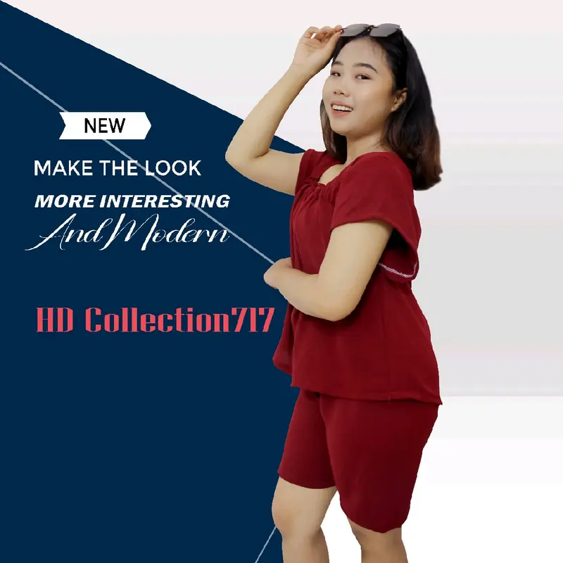 One set baju santai,piyama,rumahan murah Setelan Nyaman Wanita Pendek Celana Panjang Crinkle 1