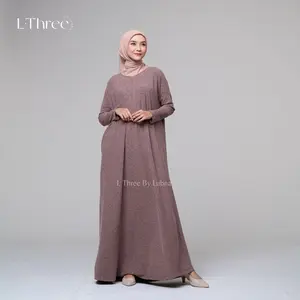 Mecca Abaya Knit Rajut - Lthree By Lubna Simple Elegant Abaya Daily Muslim wanita Batwing Dewasa Gamis Dress