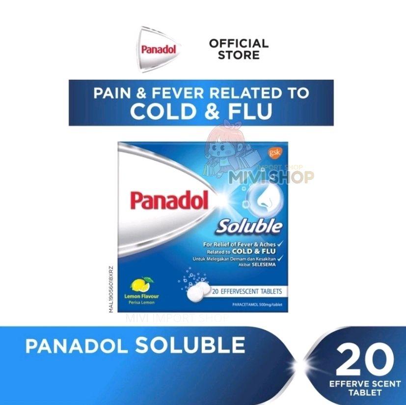Panadol Soluble Malaysia Lemon Flavor Obat Demam Flu Pilek Sakit Kepala Larut Air Original - 1 Box '20s