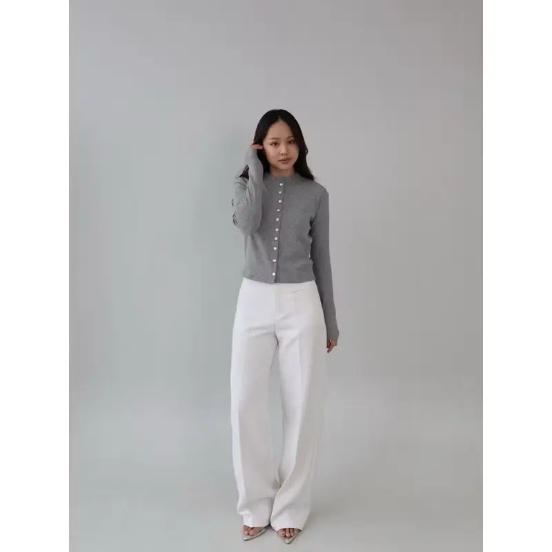 SAT - Olive Top Cardigan Knitwear Wanita / Cardi Korean Style Knit Rib Lengan Panjang Kardigan 3