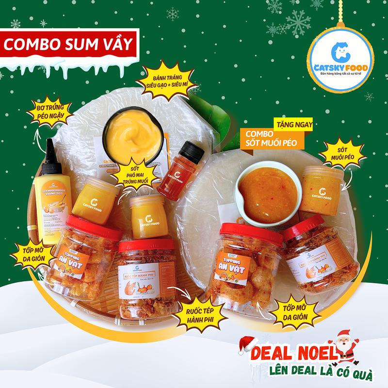 Deal live Combo Sum Vầy - Bánh Tráng Phơi Sương - Catsky Food - Bơ Ruốc Tép Khô Hành Phi Hương Vị Đậm Đà Bơ Trứng - Tặng combo bánh tráng Đồ Ăn Vặt Snack Food