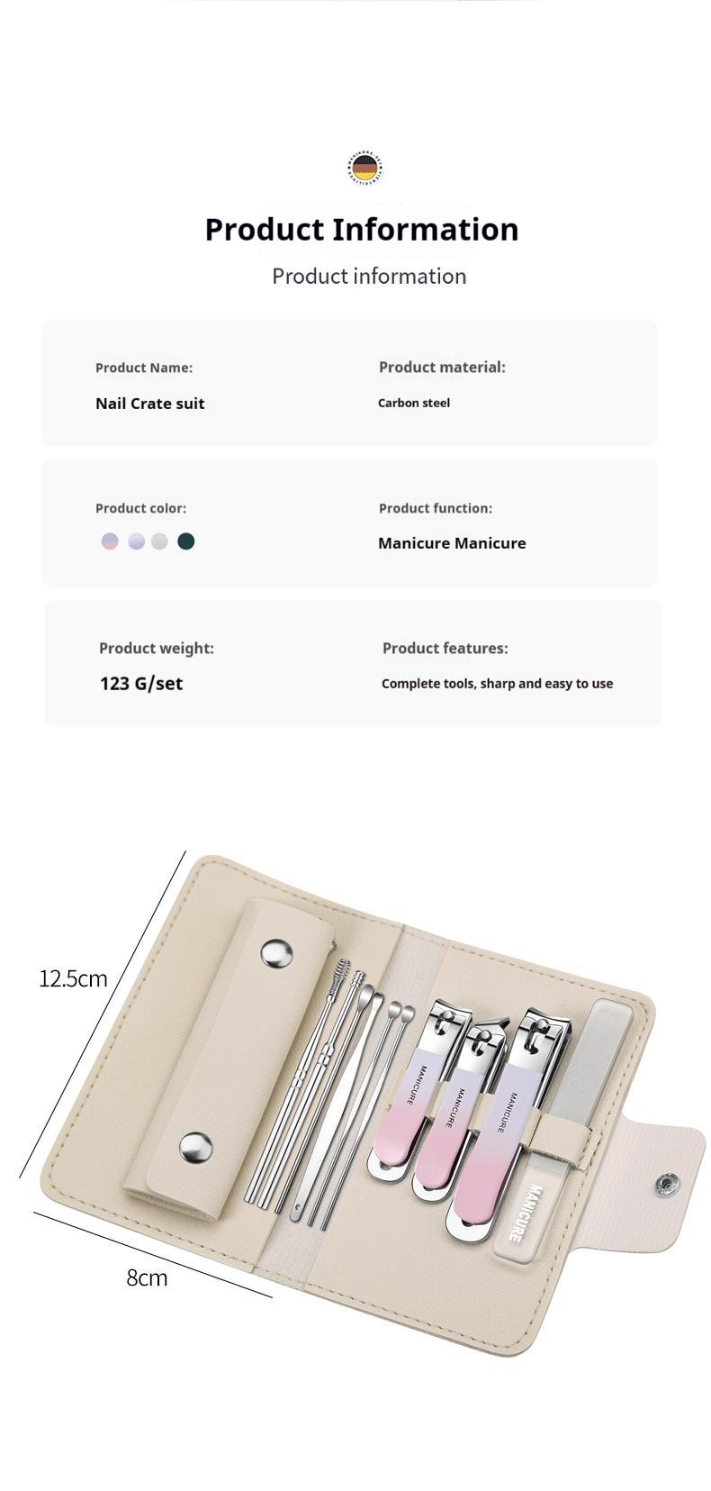 Product Introduction of Portable nail clipper, nail file, nail clipper+ear scoop set, 10 piece set, ear scoop 9