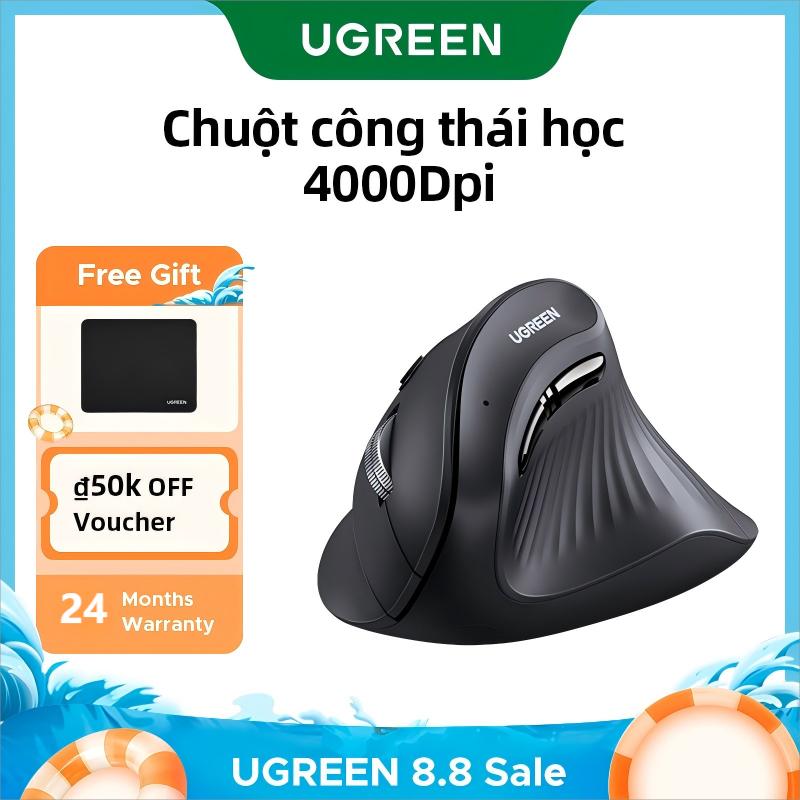 UGREEN, Nhấp vào im lặng, 4000DPI, Chuột không dây công thái học dọc, dành cho máy tính xách tay, PC, Windows và Mac OS