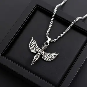 Kalung Titanium Silver Trendy Angel Necklace Desain Elegan dan Unik Streetwear Korea KL-2043