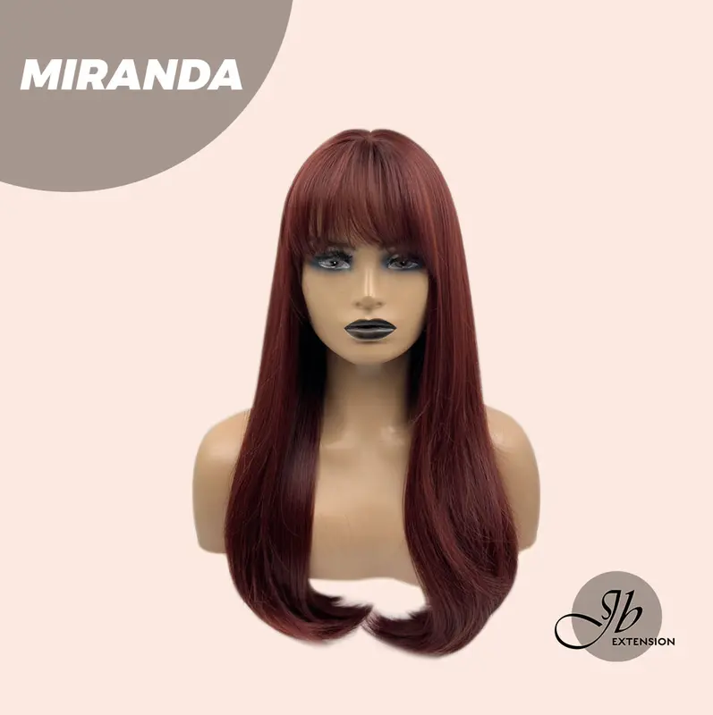JBEXTENSION【UK】22 Inches Dark Red Curly Wig With Bangs MIRANDA 5