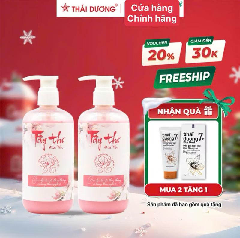 Combo Sale Mua 02 Sữa tắm Tây Thi Chai 500ml Tặng 1 sữa tắm thái dương 7 Plus Gold tube 200g hoa phong lan