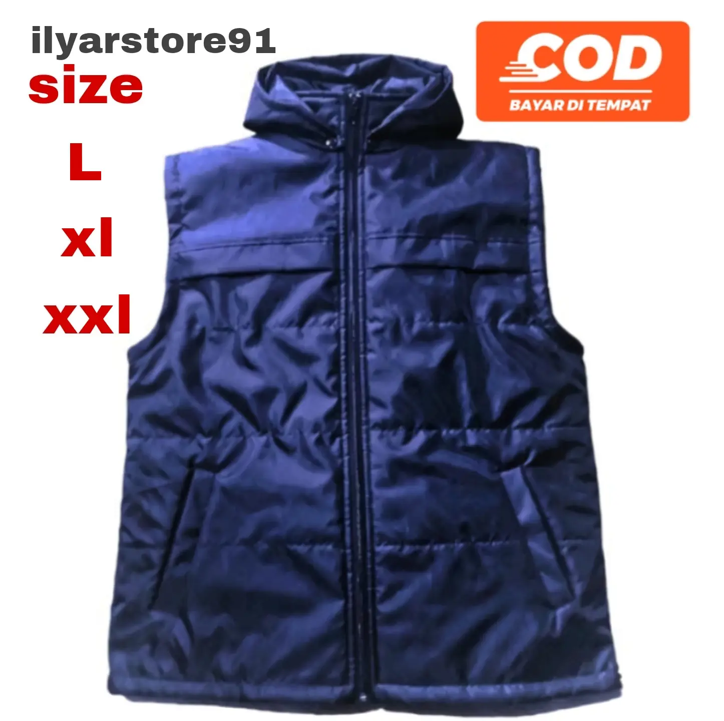Jaket Rompi Premium Terlaris/Bahan Perasut Hitam Dan Navy/Size L XL XXL Keren
