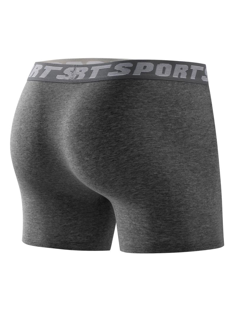 Product Introduction of 1/4 pack men's long boxer briefs, athletic fitness leggings, breathable and comfortable boxers 5