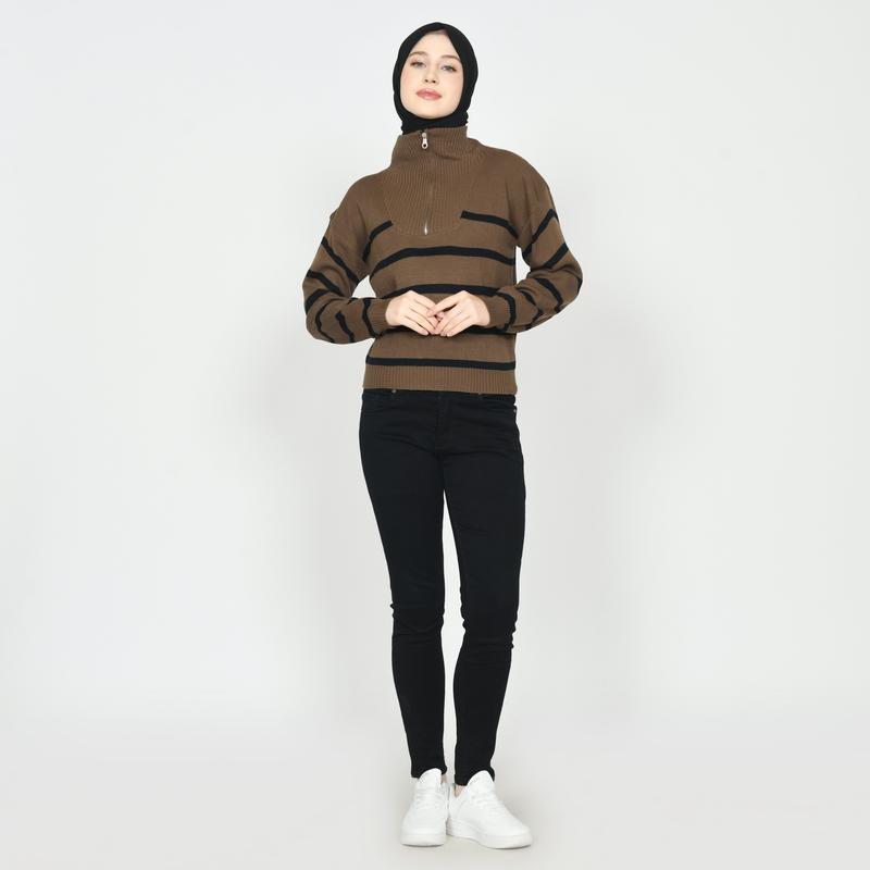 Product Introduction of (Produk Baru) Outer Blouse Rajut Wanita Zipper Crop Top  Korean Style Bahan Lembut Premium 43