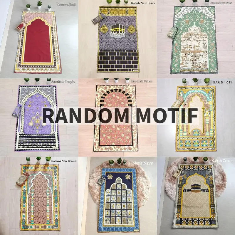 Sajadah Travel Jumbo Ukuran 105 x 60 cm / Sajadah Souvenir Umroh Haji Muslim Turki Motif 6
