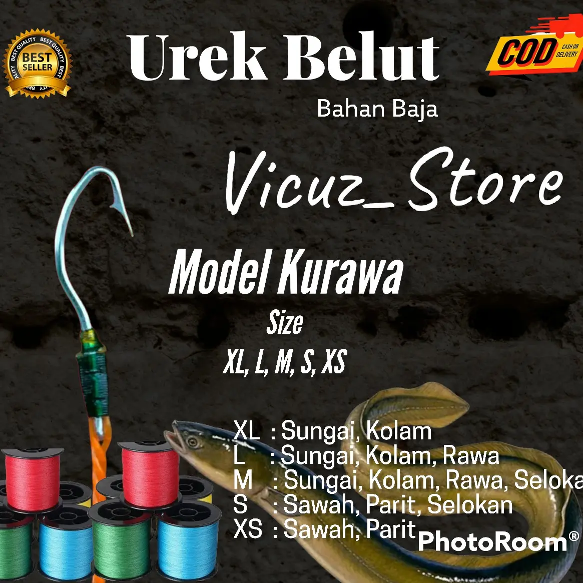 Urek belut sawah kail baja murah pancing sidat siap pakai