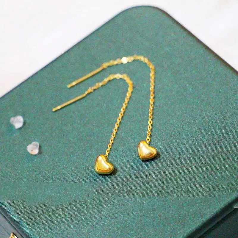 036 Anting Set Wanita Titanium Premium Panjang Model Love Jumbai Bentuk Hati Anting Tusuk Anti Karat 1