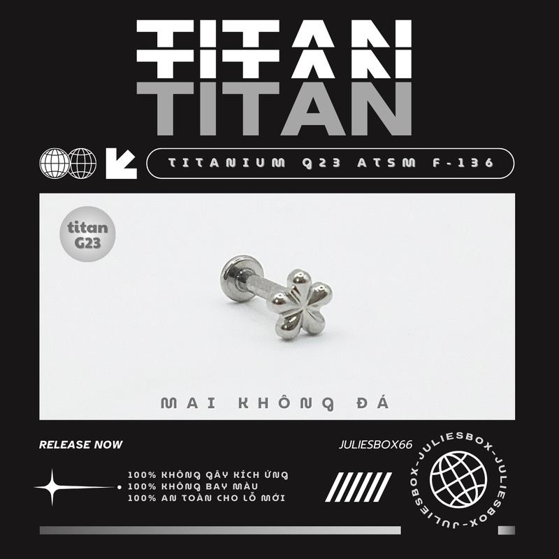 [1 Chiếc] [XỎ] Khuyên Tai TITAN G23 ASTM F-136 Hoa Mai Phù Hợp Helix Lobe Cách Điệu Unisex Không Ngứa Không Phải Màu Julies Box 66