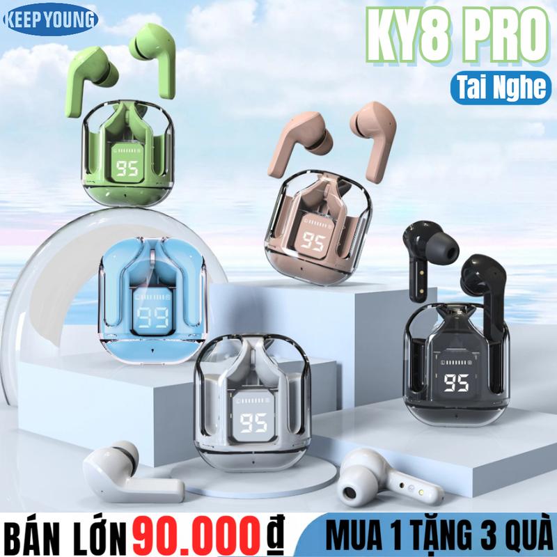 KEEP YOUNG KY8 PRO Tai Nghe Quà tặng miễn phí 1 Vỏ silicon+1 Dây buộc+1 Bao tay choi game Màn Hình Kỹ Thuật Số LED 6 Màu Không Dây Tích Hợp Mic Nhét Tai Thích Hợp Cho Thể Thao