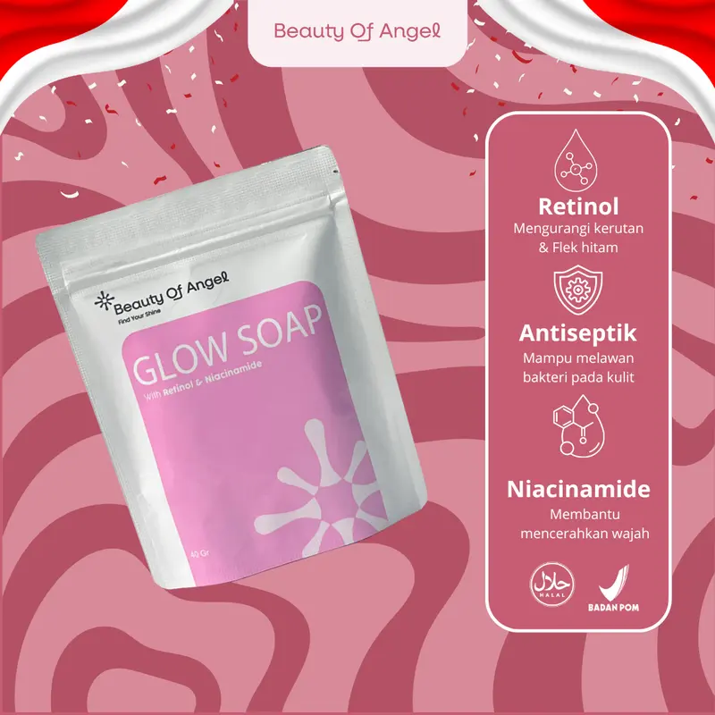 [BISA COD] Glow soap sabun mencerahkan wangi membersihkan | Sabun cuci muka retinol glowing dan mencerahkan sabungbrightening melembabkan kulit wajah dan badan asli original dan sudah BPOM menghilangkan flek hitam mengandung DNA salmon dan Kolagen 2