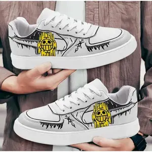 Nayy-Sepatu Sneakers Unisex Anime One piece Skull Black White