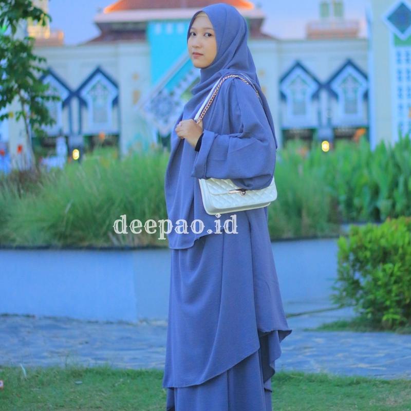deepao.id - Hulya Set Rok Tunik Syar'i Pasmina | One Set Tunik Melayu Bahan Cringkle Airflow Premium Gamis 2