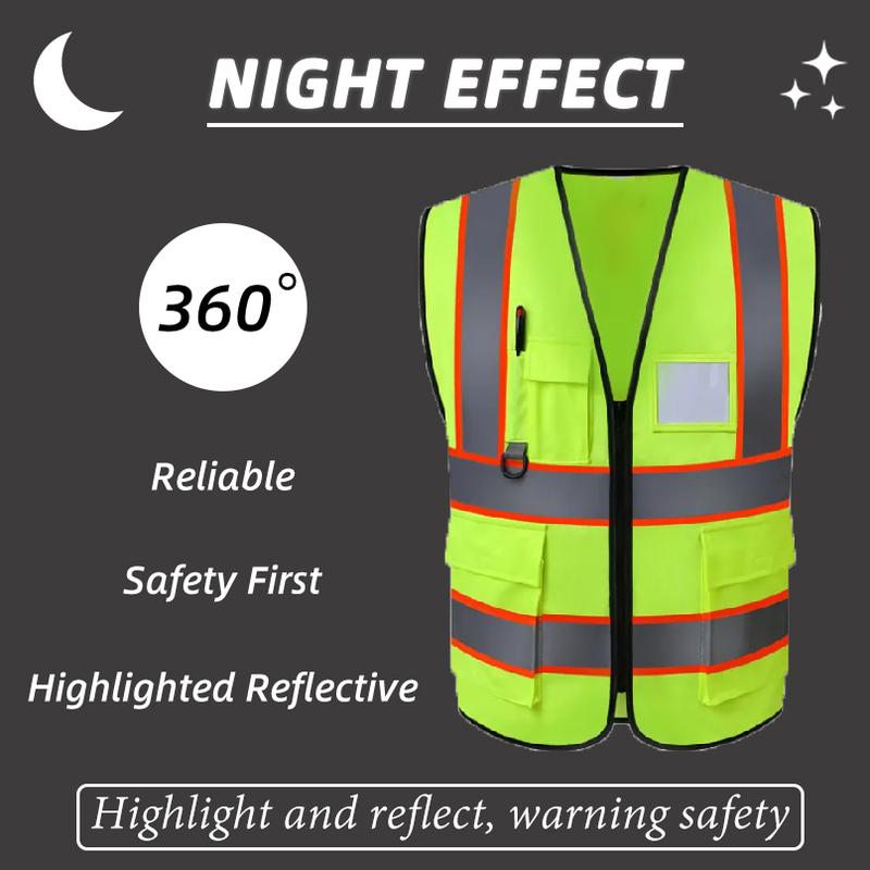 Product Introduction of Multi pocket reflective vest construction road traffic printing vest work safety vest 9