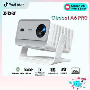 XGODY Gimbal A6 Pro Smart Proyektor LCD - Android 14 - FHD 1080P - AUTO Focus - Eye Protection - 700 ANSI