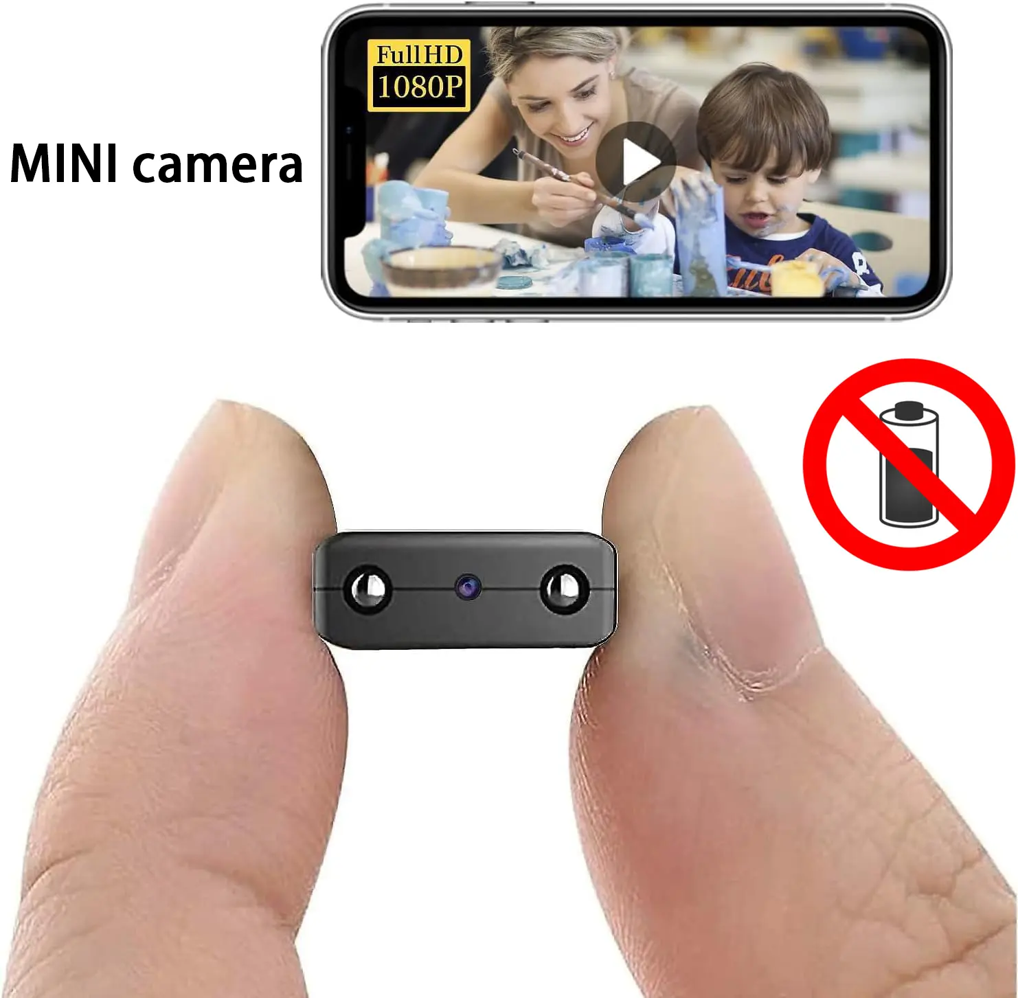 Wireless WiFi Camera HD1080P Mini Camera with Video Recording Live Feed,Baby Monitor with Night Vision,Remote Viewing for Surveillance Camera with iOS,Android APP