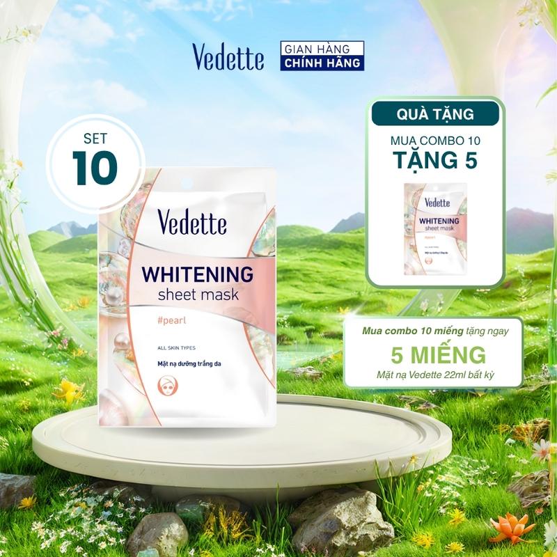  COMBO 10 Mặt nạ giấy trắng da Vedette Ngọc Trai 22ml 