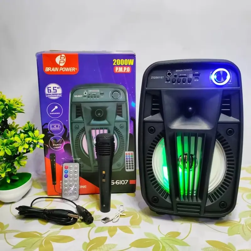 Speaker Bluetooth kimiso Super Bass Speaker Bluetooth Portabel QS-6107 Free Mic Kabel Led Wireless 2