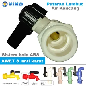 Keran Tembok VINO Bola ABS High Quality Kran Air Kencang Putaran Lembut Awet Anti Karat Drat 1/2 3/4 in inch