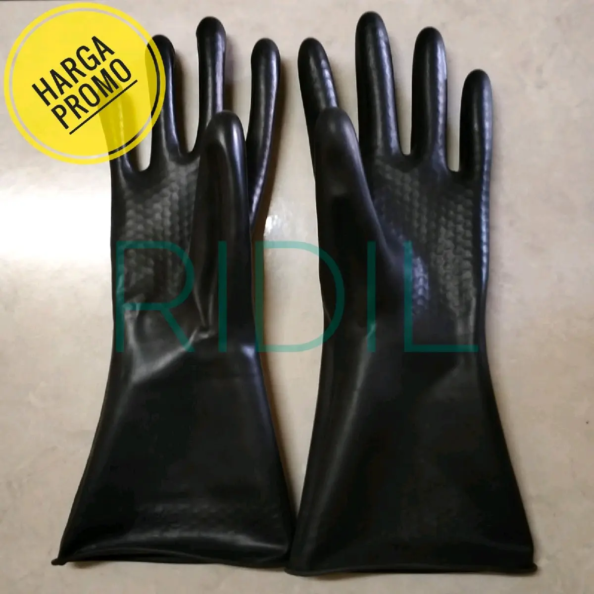 sarung tangan kerja 1pasang/2pcs karet hitam super tebal anti air/kimia