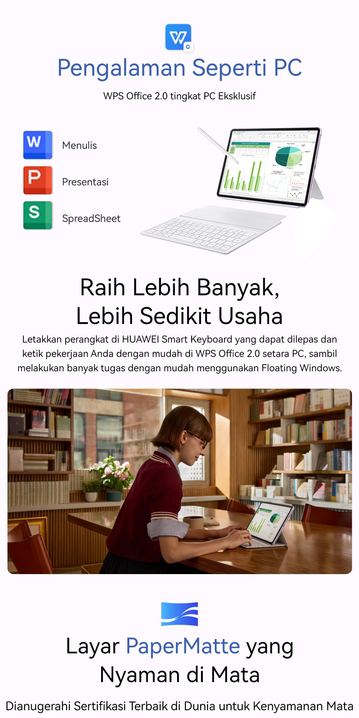 HUAWEI MatePad 11.5-inci 2025 Tablet | WPS Office 2.0 Tingkat PC Eksklusif | Layar Papermatte | 10,100 mAh 40W HUAWEI SuperCharge