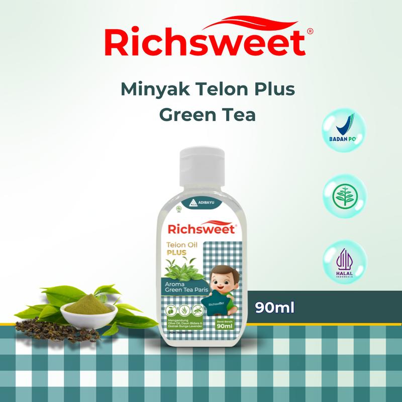 Richsweet Minyak Telon Plus Aroma Green Tea 90ml | Perlindungan sampai 12 Jam Anti Nyamuk + Ekstrak Daun Bidara 0