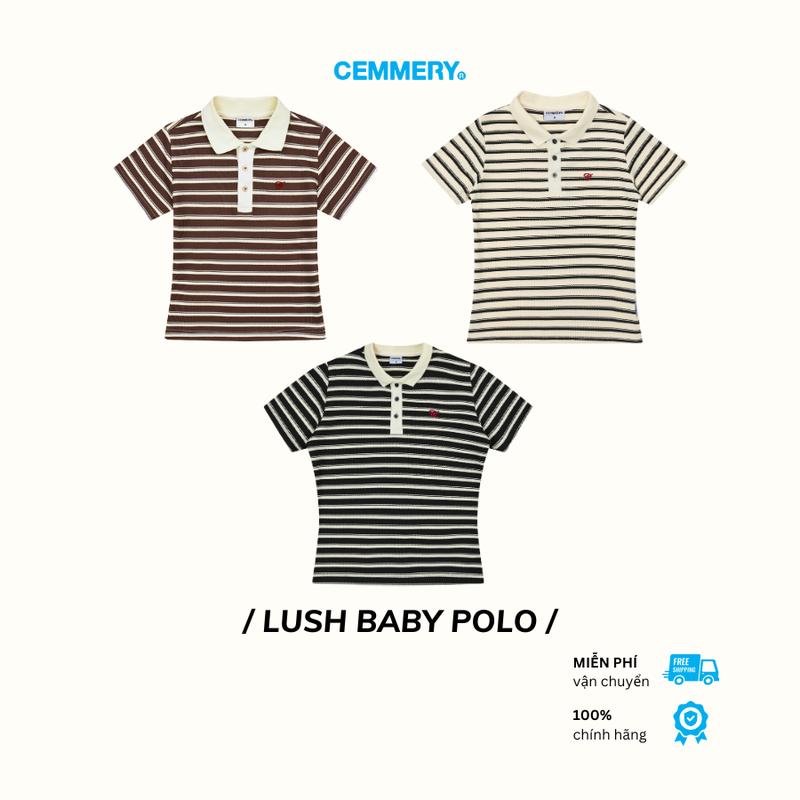 Áo Baby Polo CEMMERY Local Brand Chính Hãng Lush Baby Polo Sọc Nữ Tay Ngắn Logo Thêu 3D Nổi 2 Màu