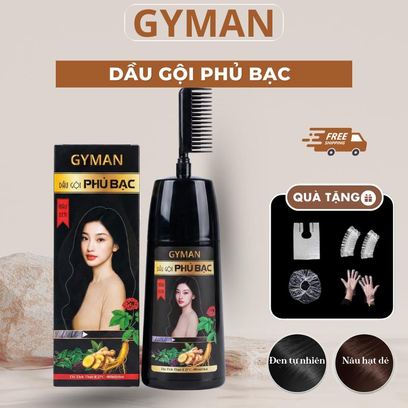 Dầu Gội Phủ Bạc GYMAN 400ml Chính Hãng Nhuộm Tóc Đen Nâu Thảo Dược Bền Màu