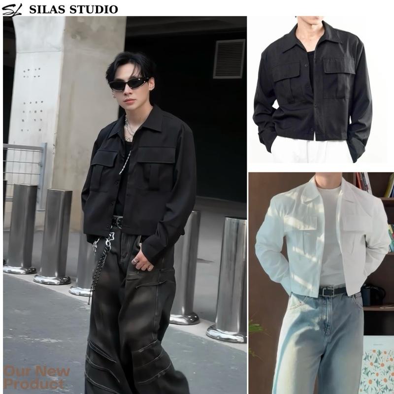 New Item Áo Sơ mi Silas Túi Hộp Form Boxy Tay Dài Cotton Chéo Menswear Cổ Bẻ Thoáng Mát Nam - ASL38