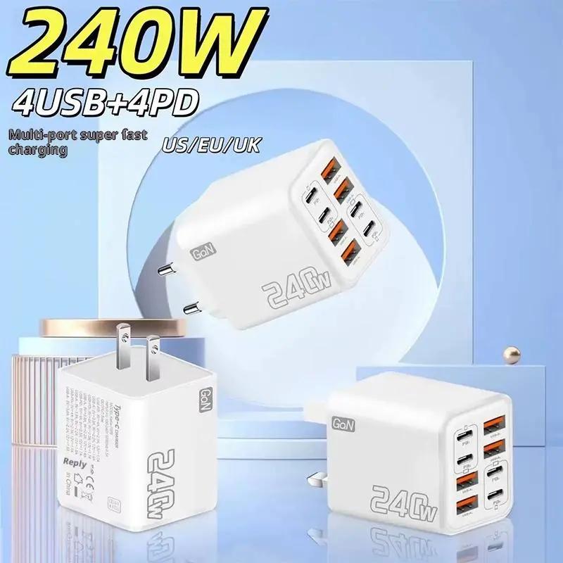 240W gan USB C Sạc 8 trong 1 nhanh chóng sạc Hub rộng khả năng tương thích…