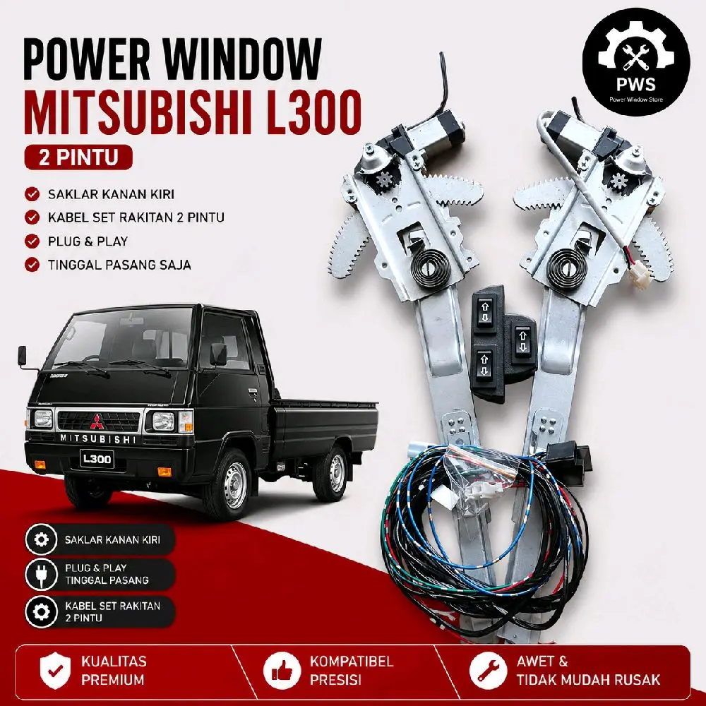 Power Window Mitsubishi L300 Dua Pintu Kanan Kiri - Regulator Baru Modifikasi, Motor Baru, Saklar Beserta Mangkoknya