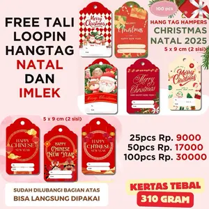 [FREE TALI] 25/50/100PCS HANG TAG NATAL DAN IMLEK HAMPERS CHINESE NEW YEAR CHRISTMAS