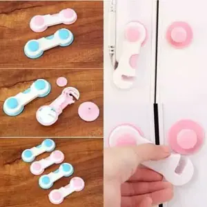 Kunci Pengaman Pintu Laci Lemari Pakaian Safety Lock Biru Pink Perlindungan Keselamatan Anak Ukuran 9,7 x 3,6 cm Mudah Digunakan