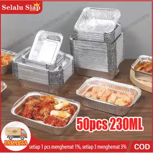50pcs Aluminium Tray Dimsum 230ml / Alumunium Foil 230 ml / Alu Tray Mentai Dimsum (Termasuk sampul)