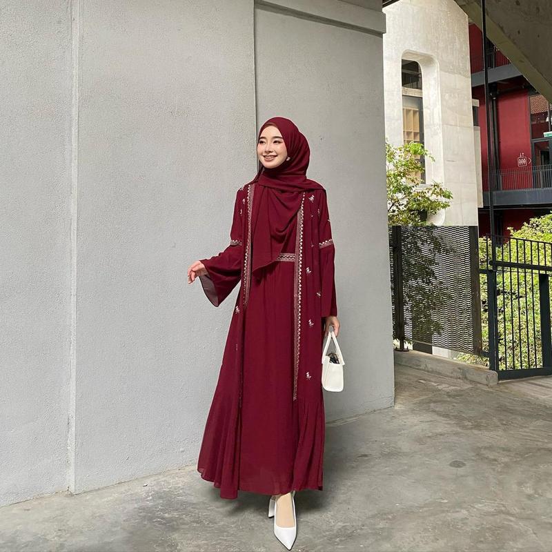 Product Introduction of Abaya syahira set outer abaya turkey remaja dan dewasa warna l hitam mewah elagan Gamis Muslim Wanita bahan Ceruty abaya crystal Mutiara Payet Syari Ibu Dress Simple Kondangan Basic Lebaran Pesta 5