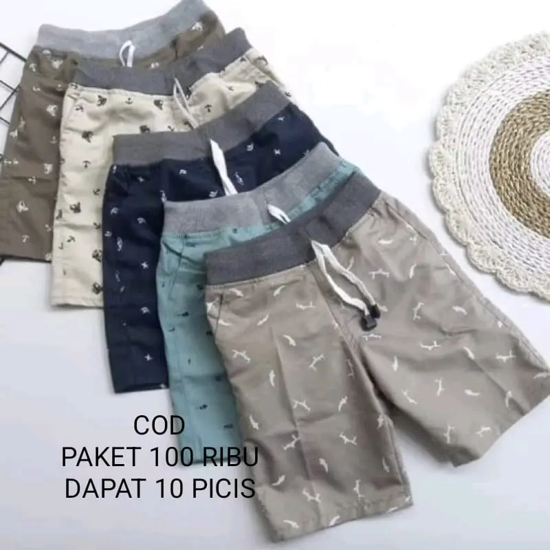 Cowok Cewek//Celana pendek chinos motif anak//motif karakter fashion 0