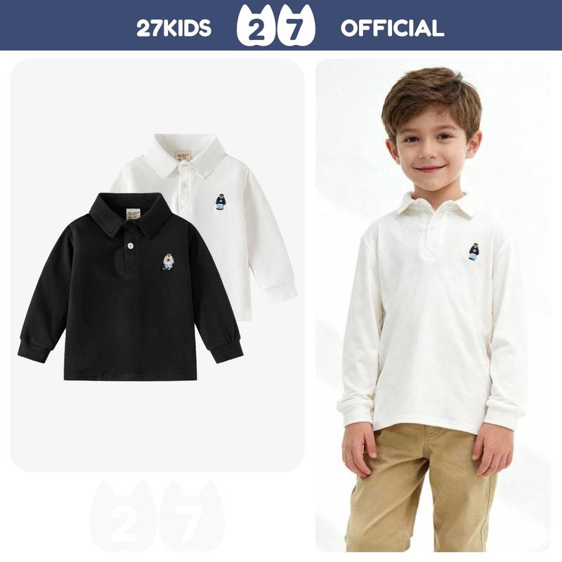  Áo Polo bé trai dài tay 27Kids WELLKIDS áo thun sơ mi nam thu đông cho trẻ từ 2-8 tuổi  BLPO2 