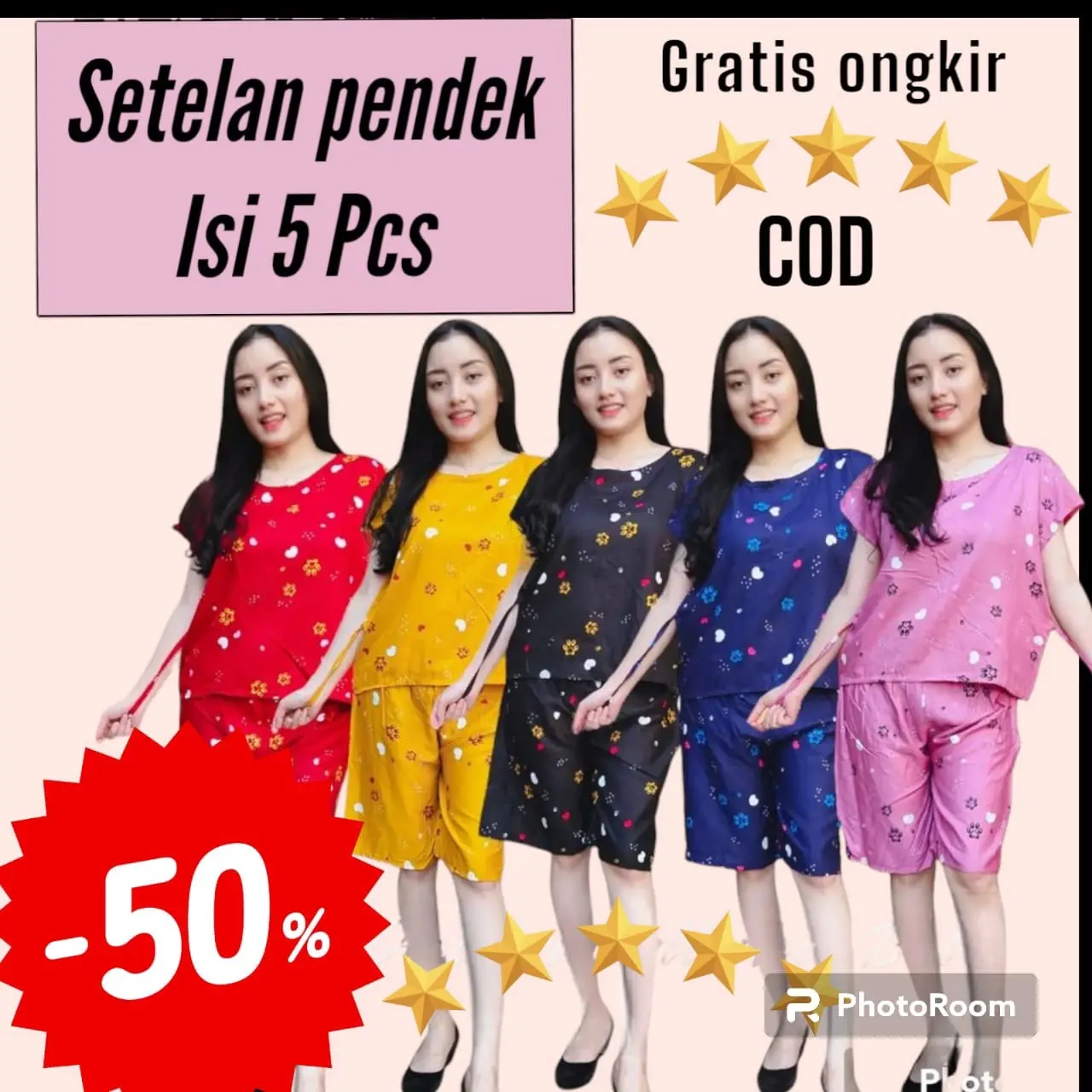 BANTING HARGA 100K GET 5 BABYDOL PENDEK KRILL RAYON ADEM Piyama Wanita Setelan Baju Tidur Motif
