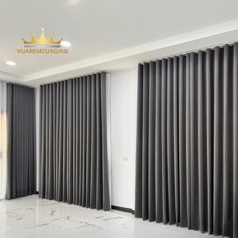 Rèm cửa chống nắng màu Xám Đậm chống nắng 95%, đầy đủ kích thước cửa sổ, cửa đi, cửa chính, ngăn phòng gác trọ vuaremcuagiasi che