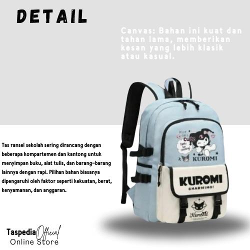 Tas Ransel Bonus Tumbler Minum Rain Cover Kuromi Murah Viral Anak SD SMP TK Motif Fashion 2