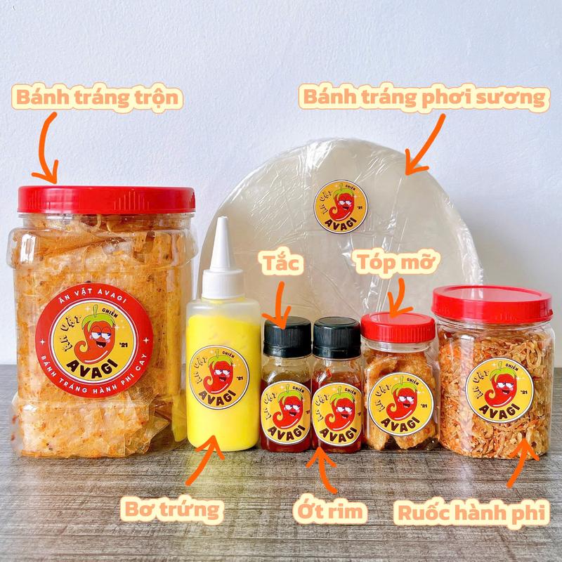 (99k Freeship) COMBO Ú Ù + Bánh Tráng Trộn Hành Phi Thơm Ngon,  Ăn Vặt AVAGI - Snack Thức Ăn