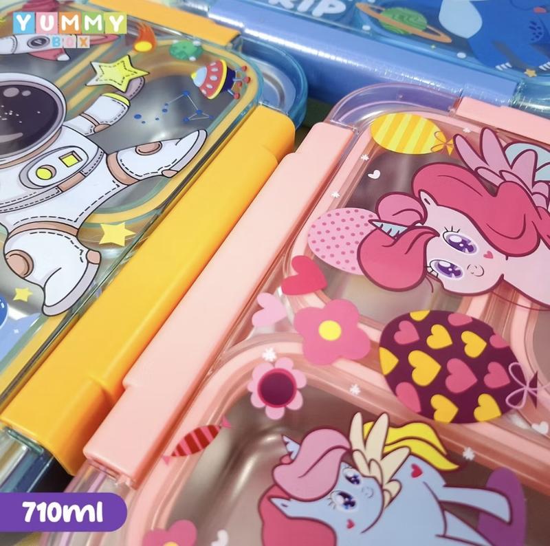 Kiddikiddo Set LUNCHBOX STAINLESS Steel YUMMY BOX SANRIO / KOTAK MAKAN Plastik /BOX BENTO/KOTAK BENTO STAINLESS SANRIO KUROMI MELODY / 3SEKAT Silicon FREE SENDOK GARPU 3