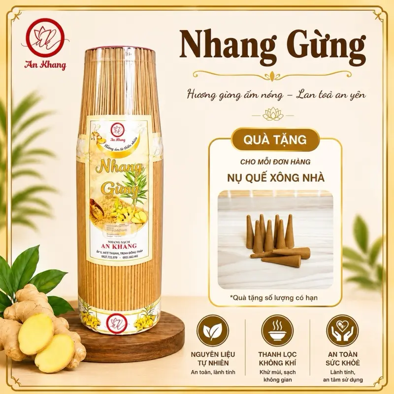 Nhang Gừng An Khang Hương Thơm Nồng Ấm, Dễ Chịu