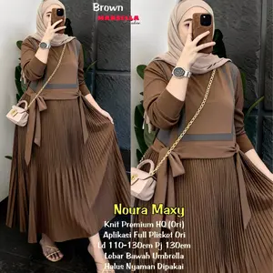 Dress Kekinian Trendy Noura Maxy Rosta Bahan Knit Premium LD 110cm PJ 130cm Outfit Lebaran Elegan